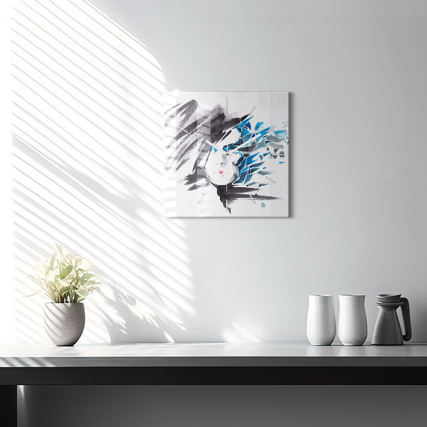 Kwadratowy zegar Abstrakcja twarz kobiety