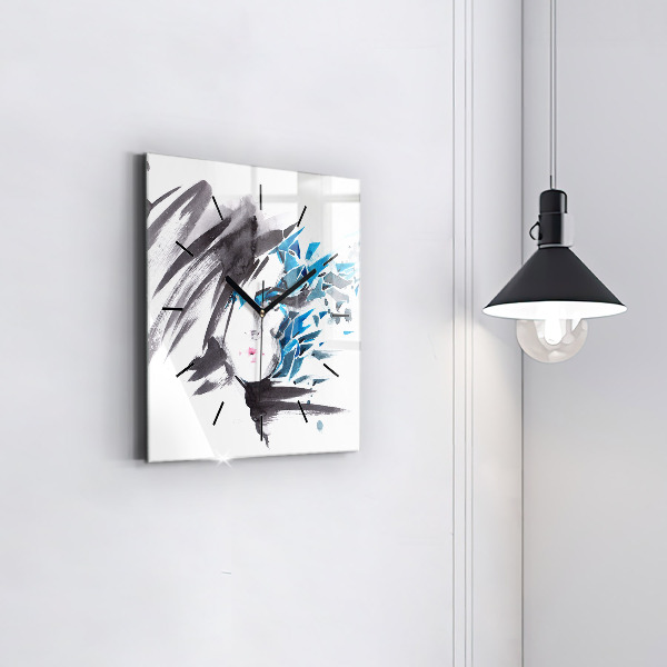 Kwadratowy zegar Abstrakcja twarz kobiety