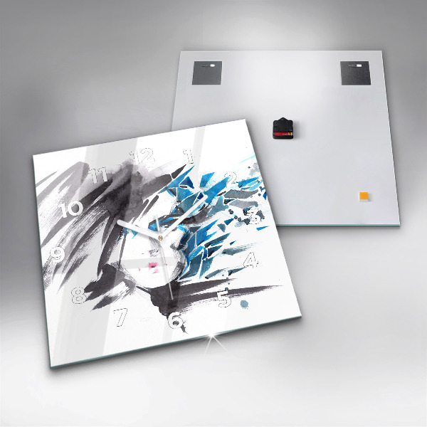 Kwadratowy zegar Abstrakcja twarz kobiety