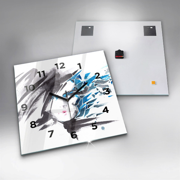 Kwadratowy zegar Abstrakcja twarz kobiety