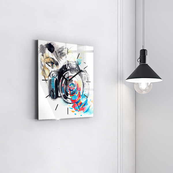 Kwadratowy zegar Kobieta fotograf