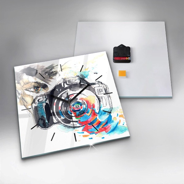 Kwadratowy zegar Kobieta fotograf