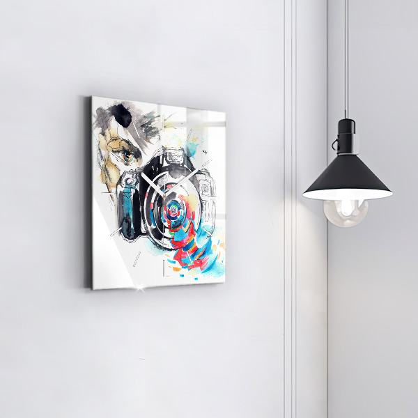 Kwadratowy zegar Kobieta fotograf