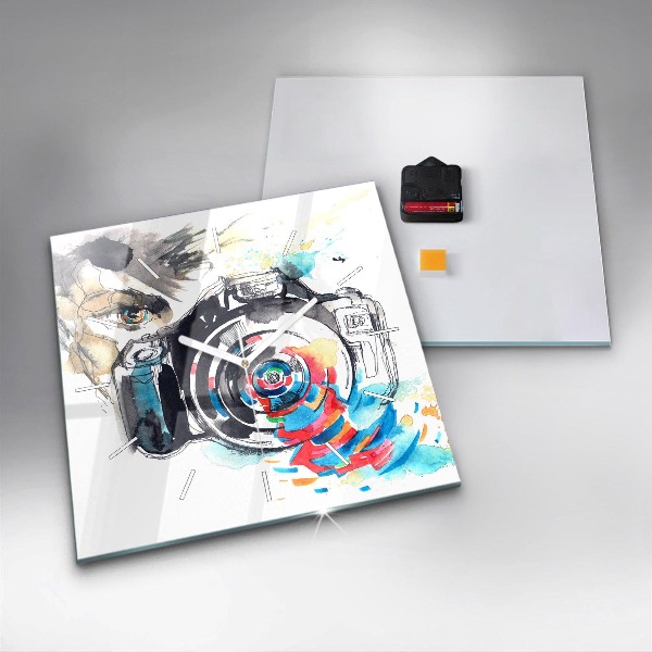 Kwadratowy zegar Kobieta fotograf