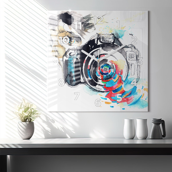 Kwadratowy zegar Kobieta fotograf