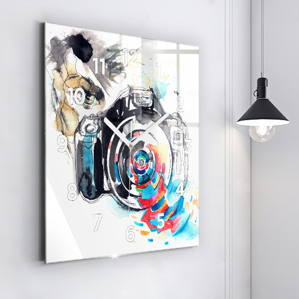 Kwadratowy zegar Kobieta fotograf