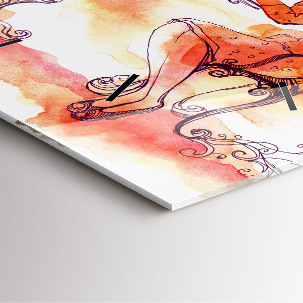 Kwadratowy zegar Kobieta pijąca herbatę