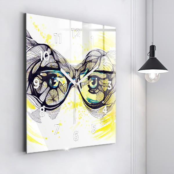 Kwadratowy zegar Oczy w okularach