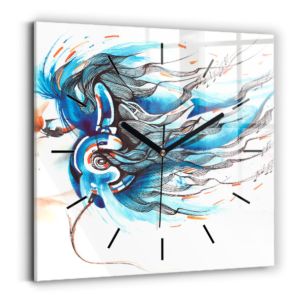 Kwadratowy zegar Ilustracja słuchawki