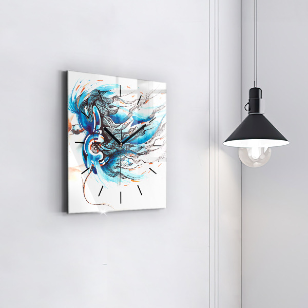 Kwadratowy zegar Ilustracja słuchawki