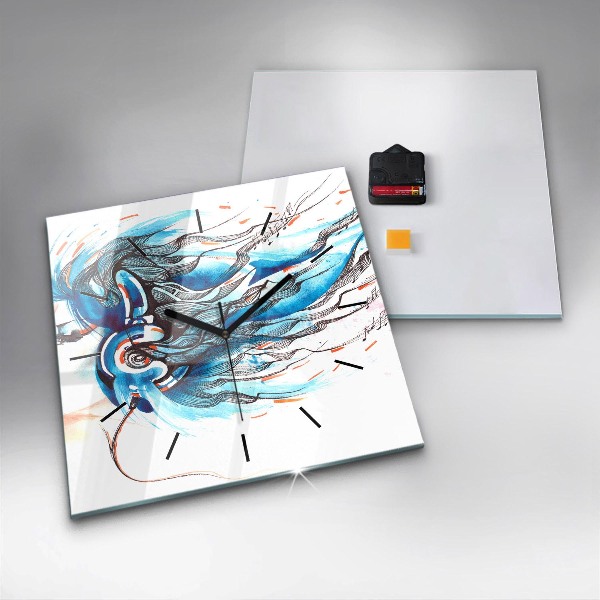 Kwadratowy zegar Ilustracja słuchawki