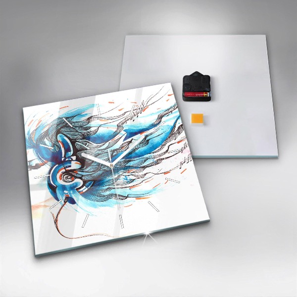 Kwadratowy zegar Ilustracja słuchawki