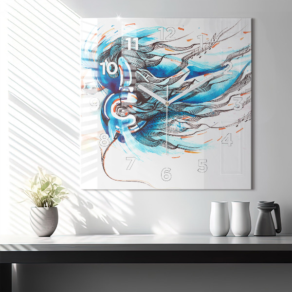 Kwadratowy zegar Ilustracja słuchawki