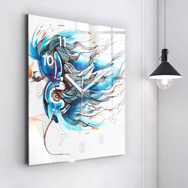 Kwadratowy zegar Ilustracja słuchawki