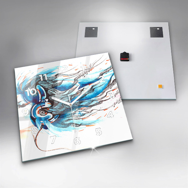 Kwadratowy zegar Ilustracja słuchawki