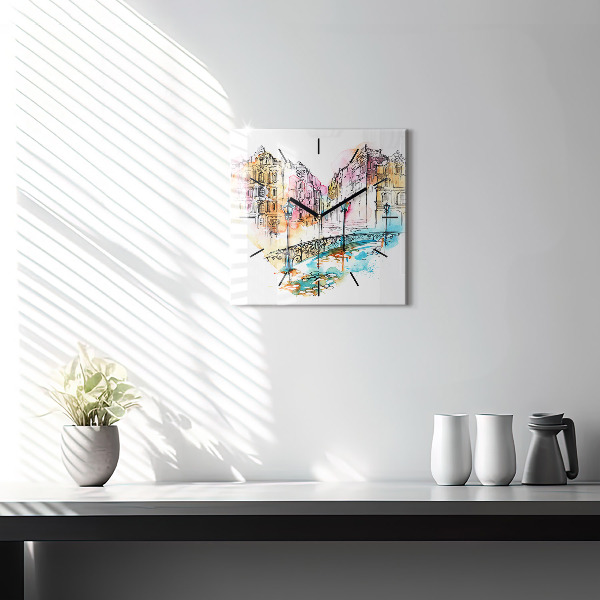 Kwadratowy zegar Malowana architektura