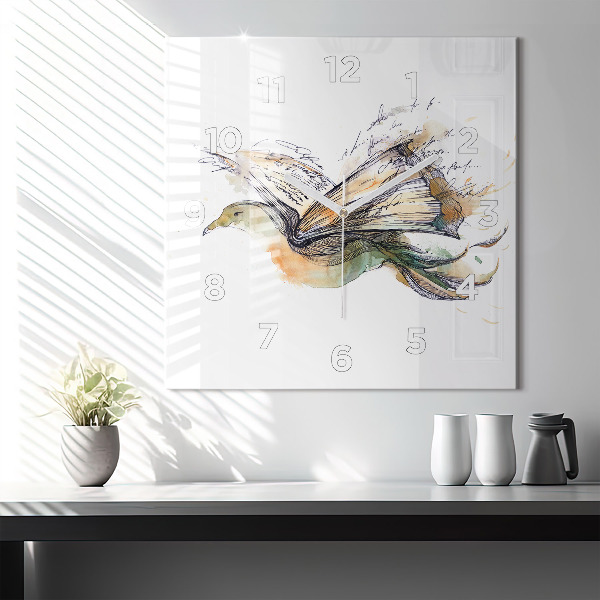 Kwadratowy zegar Ptak i książka