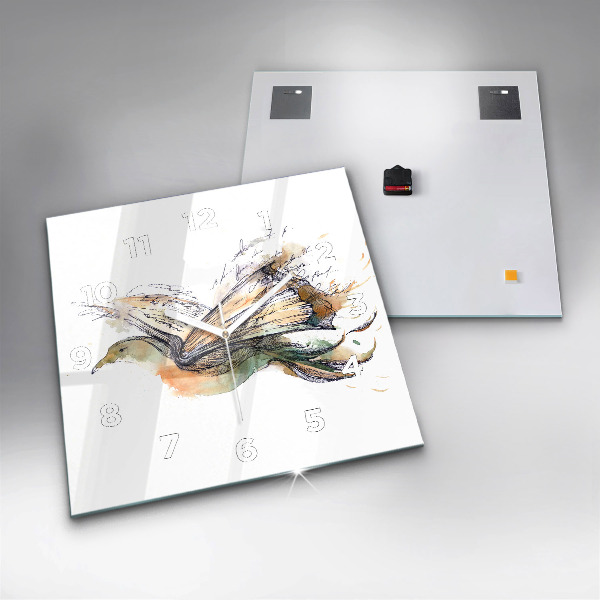 Kwadratowy zegar Ptak i książka