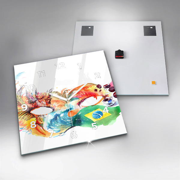 Kwadratowy zegar Kultura - flaga Brazylii