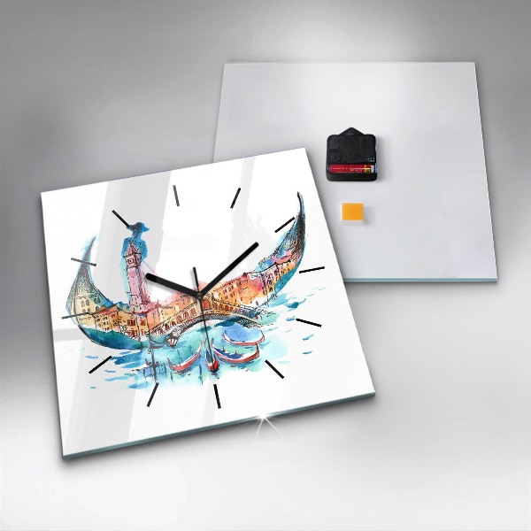 Kwadratowy zegar Włochy - wenecka Gondola