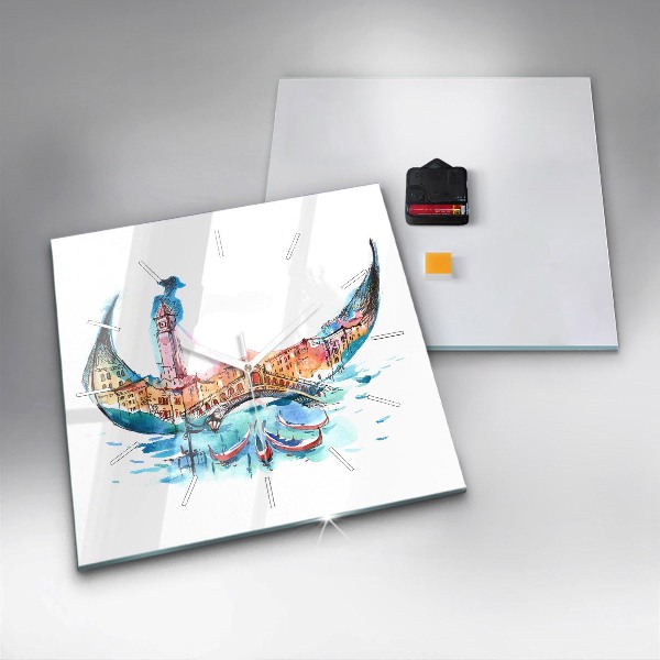 Kwadratowy zegar Włochy - wenecka Gondola