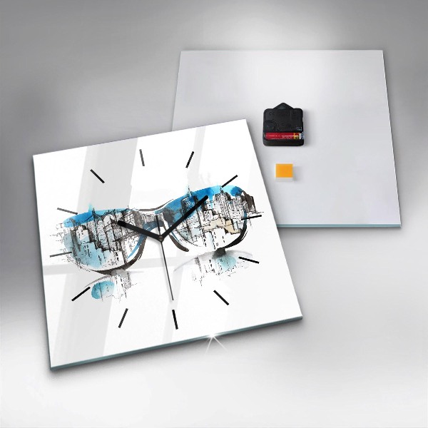 Kwadratowy zegar Miasto w okularach