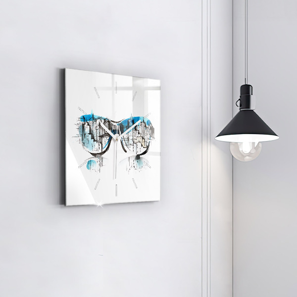 Kwadratowy zegar Miasto w okularach