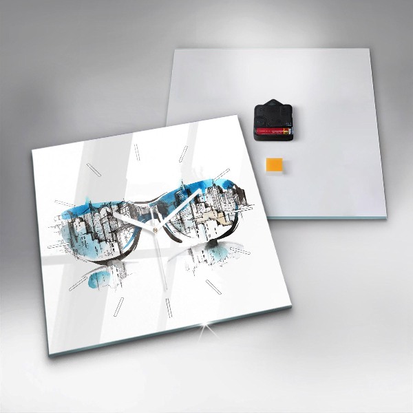 Kwadratowy zegar Miasto w okularach