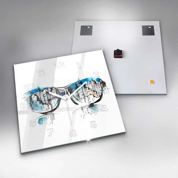 Kwadratowy zegar Miasto w okularach