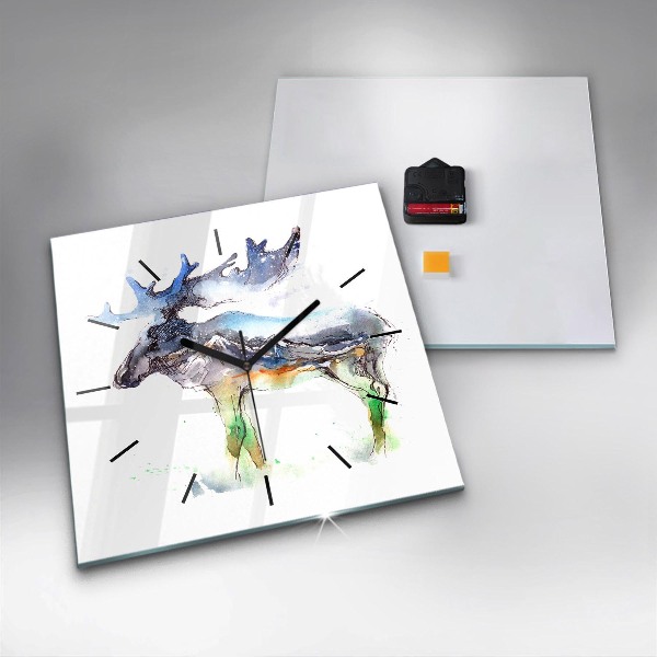 Kwadratowy zegar Łoś i Krajobraz gór