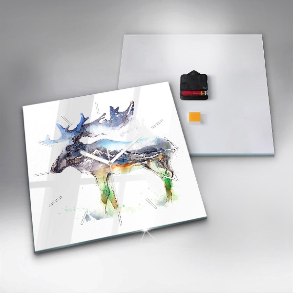 Kwadratowy zegar Łoś i Krajobraz gór