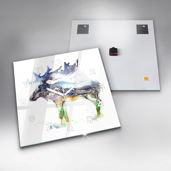 Kwadratowy zegar Łoś i Krajobraz gór