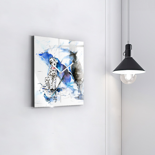 Kwadratowy zegar Dalmatyńczyk i parasol