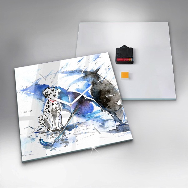 Kwadratowy zegar Dalmatyńczyk i parasol