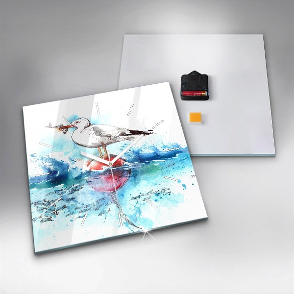 Kwadratowy zegar Malowana mewa