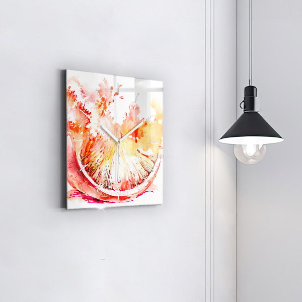 Kwadratowy zegar Malowana pomarańcza