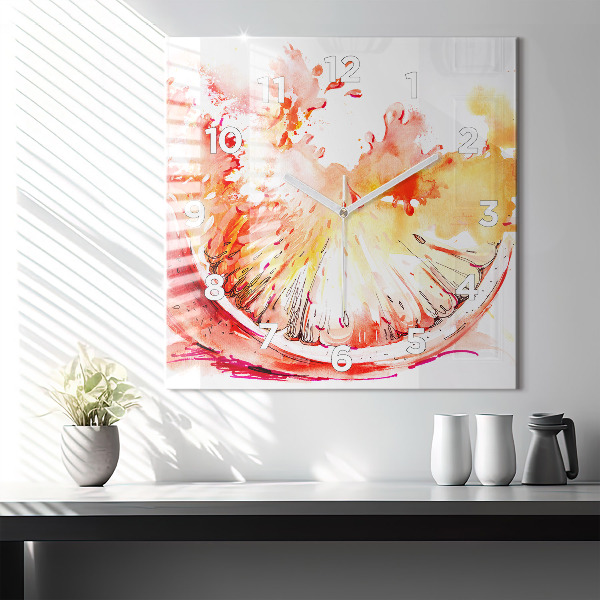 Kwadratowy zegar Malowana pomarańcza