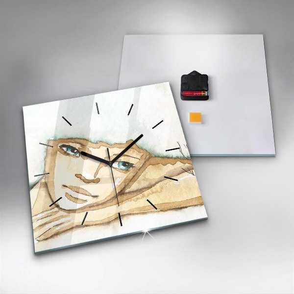 Kwadratowy zegar Portret kobiety