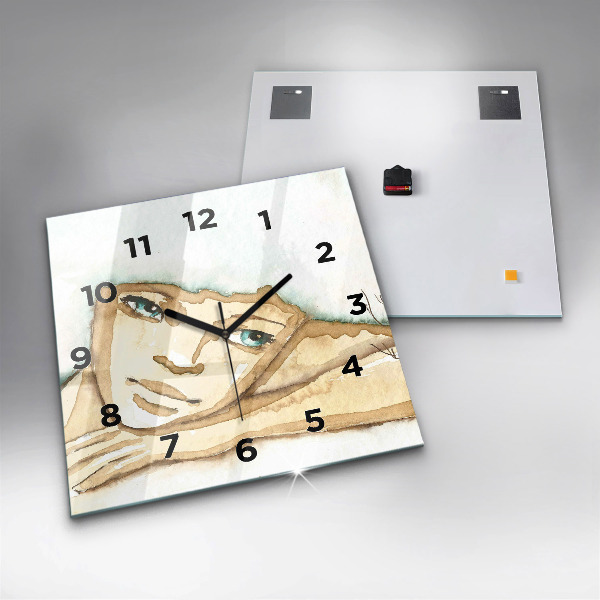 Kwadratowy zegar Portret kobiety