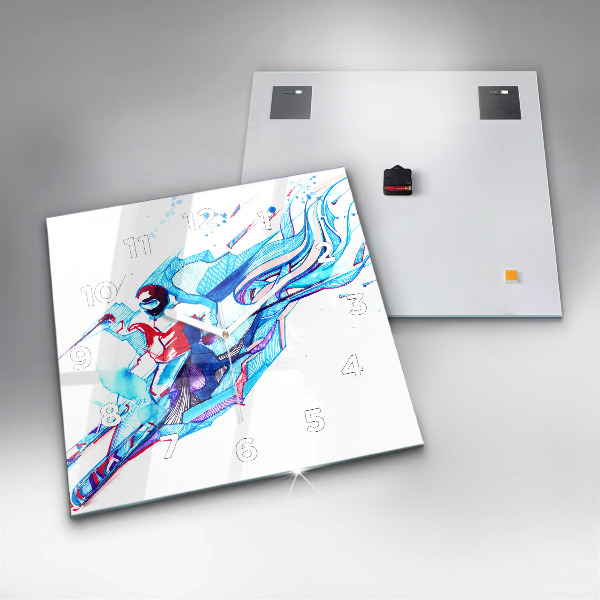 Kwadratowy zegar Narciarz