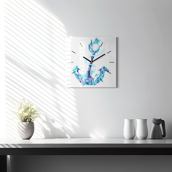 Kwadratowy zegar Morska kotwica