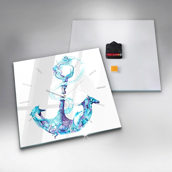 Kwadratowy zegar Morska kotwica