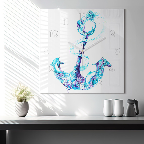 Kwadratowy zegar Morska kotwica