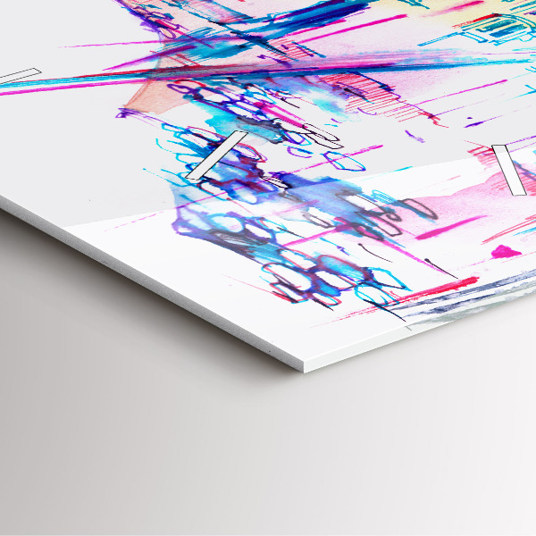 Kwadratowy zegar Deszcz parasol i miasto