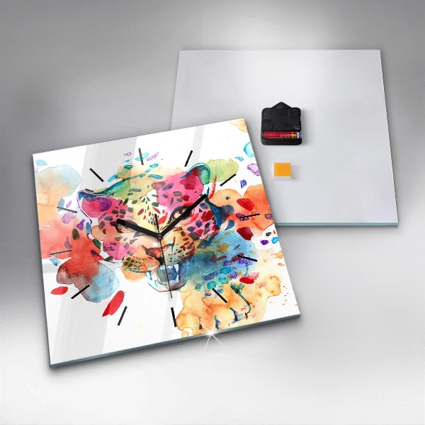 Kwadratowy zegar Abstrakcja dziki kot