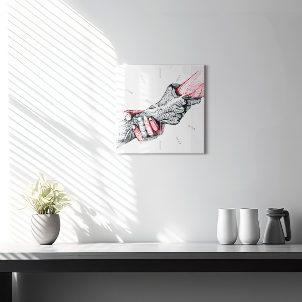 Kwadratowy zegar Trzymające się ręce