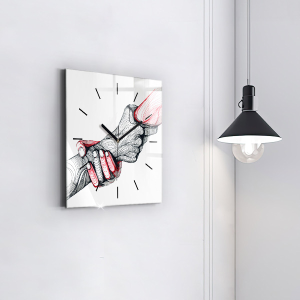 Kwadratowy zegar Trzymające się ręce