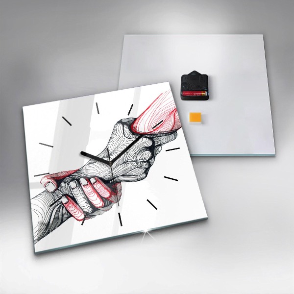 Kwadratowy zegar Trzymające się ręce