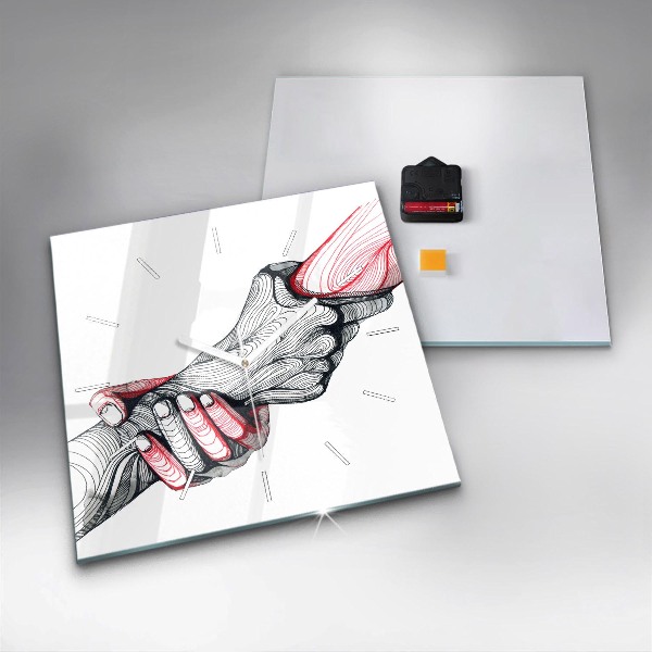 Kwadratowy zegar Trzymające się ręce