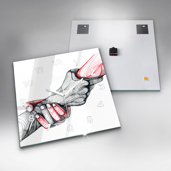 Kwadratowy zegar Trzymające się ręce